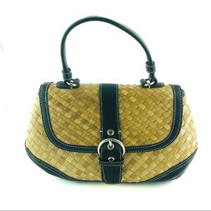 Nine West Woven Wheat Straw Leather Hobo Bag